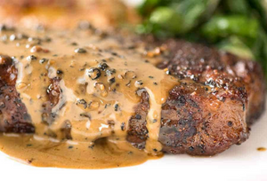Greg Pinot Noir | Steak with Creamy Peppercorn Sauce