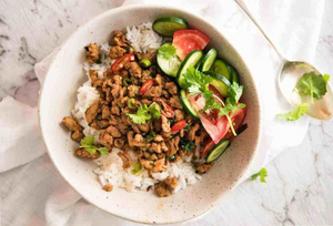 Spicy Thai Chicken Stir Fry by Recipe Tin Eats paired with an image of our Whitehaven Marlborough Riesling