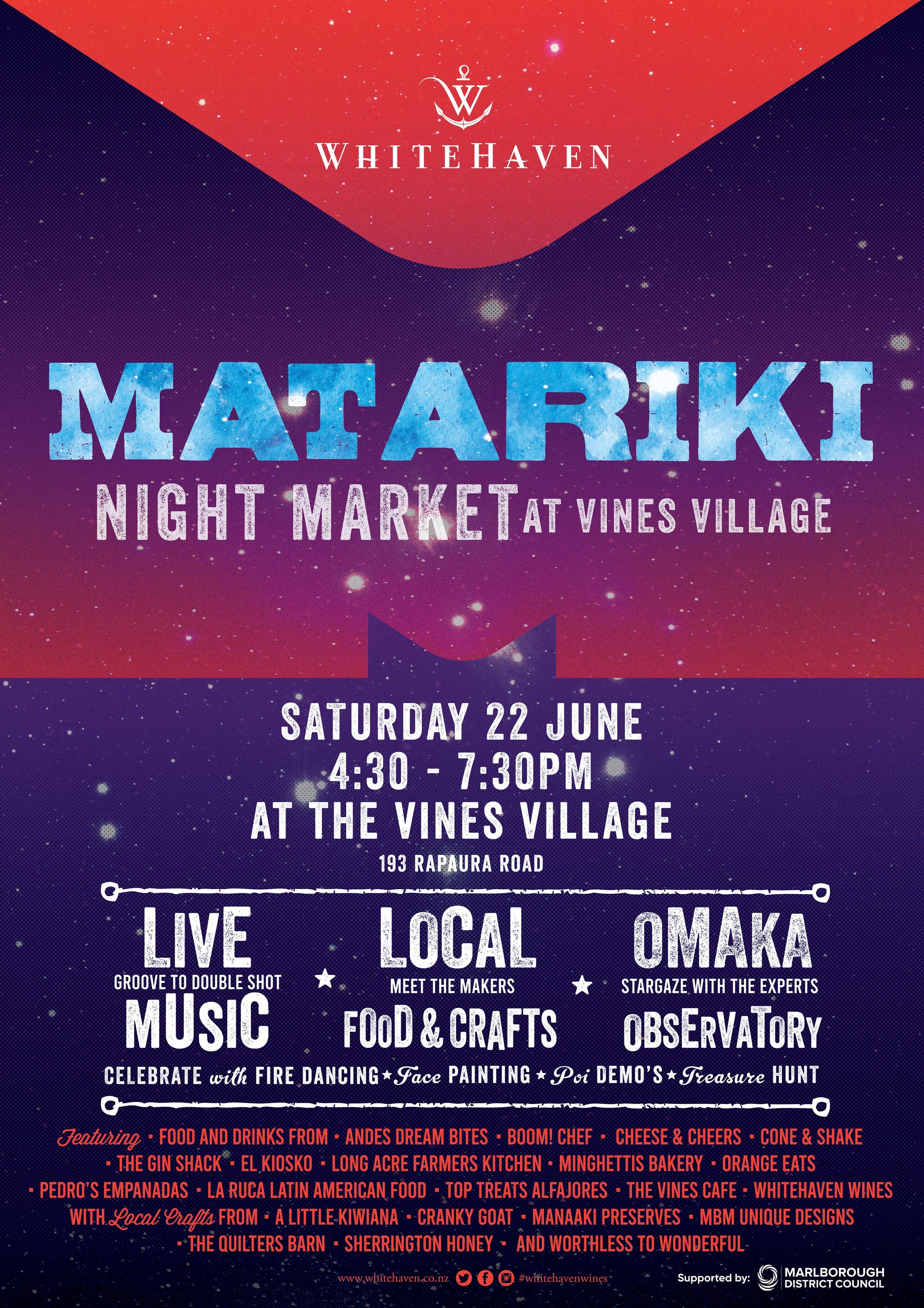 Matariki Night Market at the Vines Village - 22nd June 4:40 - 7:30pm